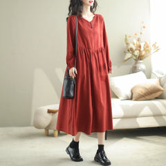 Autumn Casual Fashion Solid Loose A-Line Dress