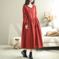 Autumn Casual Fashion Solid Loose A-Line Dress