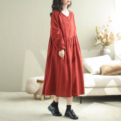 Autumn Casual Fashion Solid Loose A-Line Dress