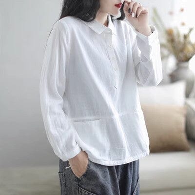 Autumn Casual Minimalist Cotton Loose Blouse