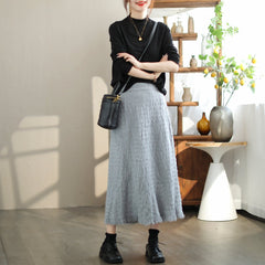 Autumn Casual Minimalist Pleated Tassels Skirt