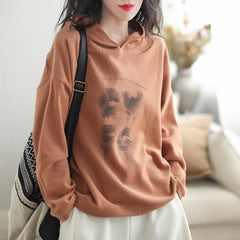 Autumn Casual Minimalist Print Loose Hoodie