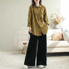 Autumn Casual Minimalist Wide Leg Corduroy Pants