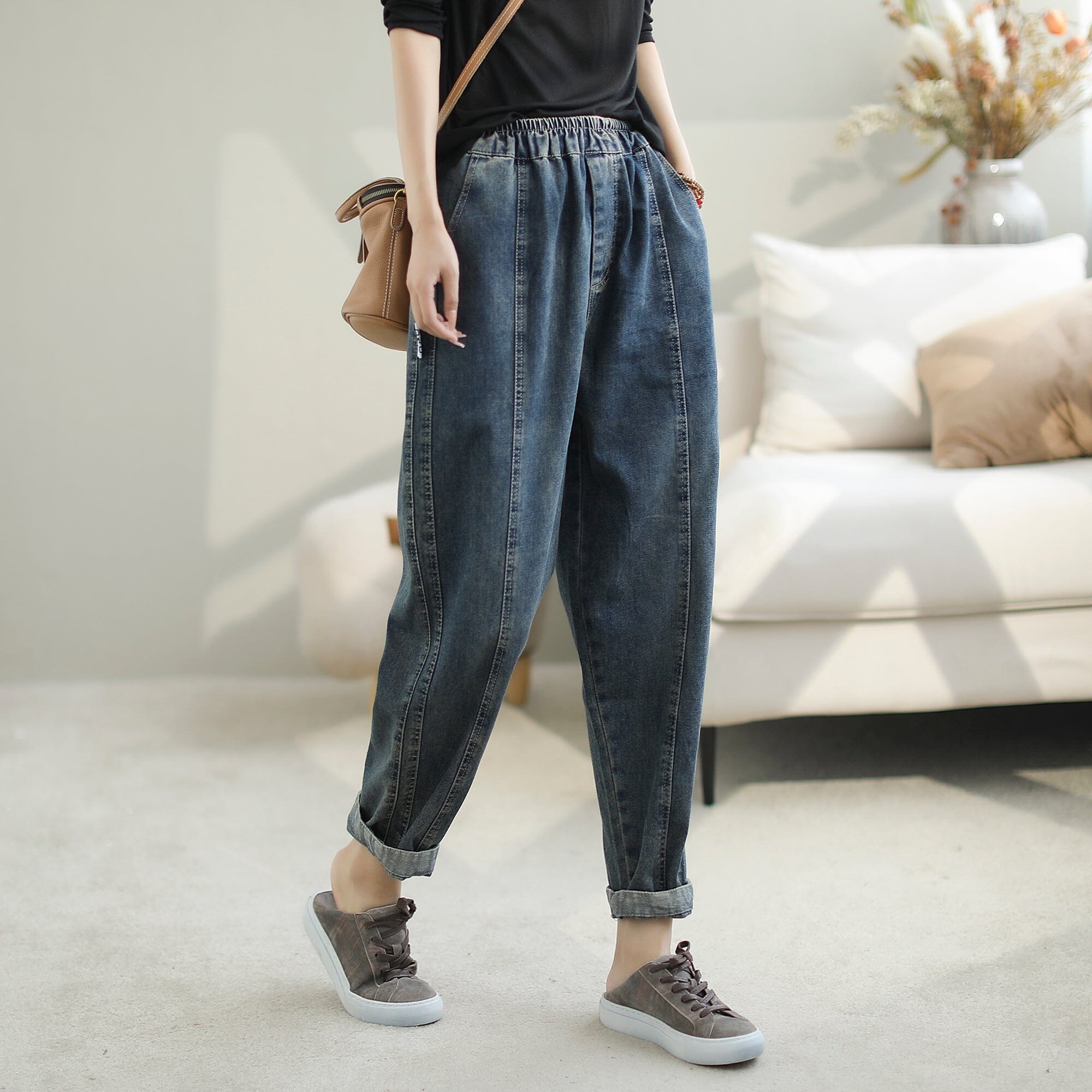 Autumn Casual Patchwork Fashion Harem Jeans