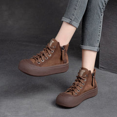 Autumn Casual Retro Leather Thick Soled Ankle Boots