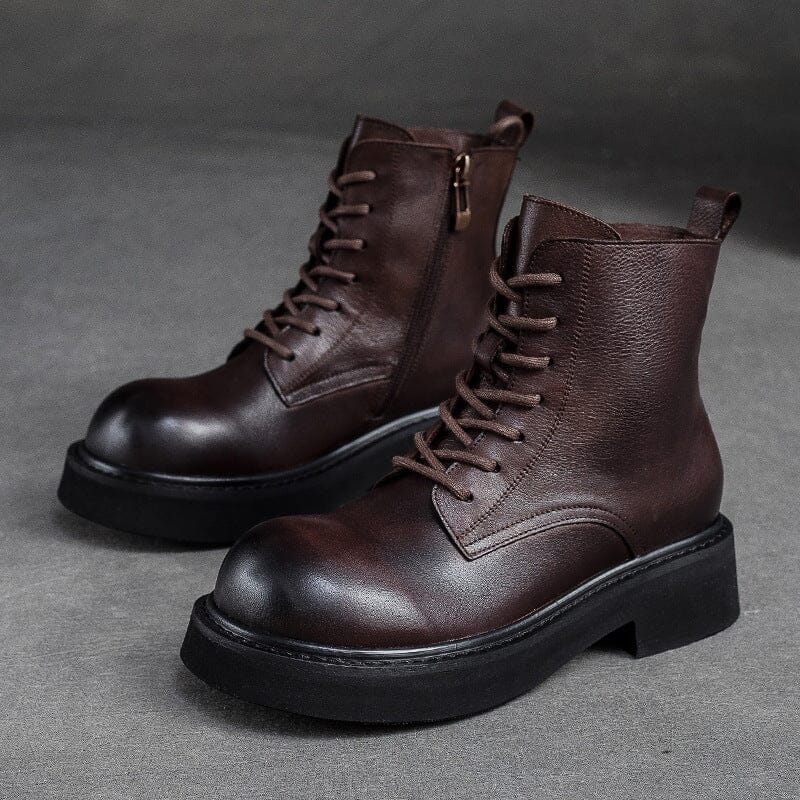 Autumn Classic Retro Leather Thick Soled Boots