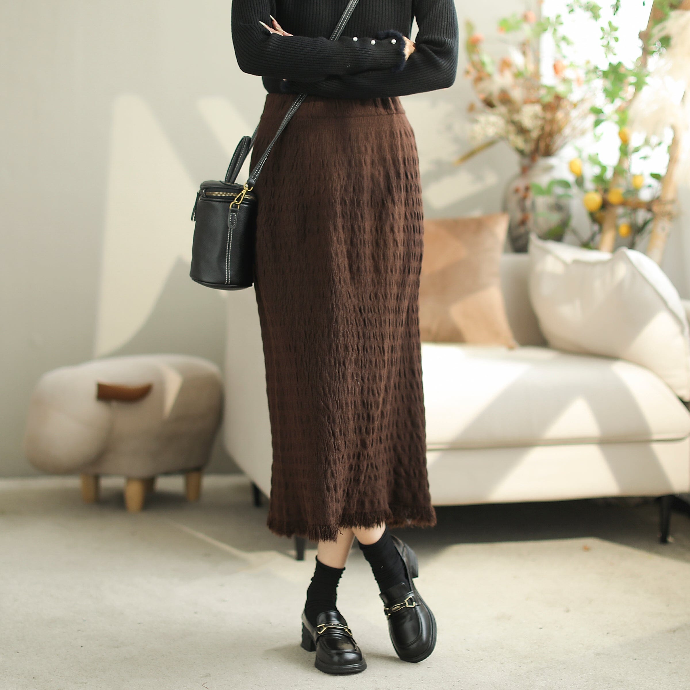 Autumn Cotton Knitted Casual Fashion Skirt