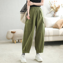 Autumn Cotton Loose Solid Casual Harem Pants