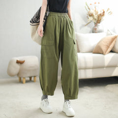 Autumn Cotton Loose Solid Casual Harem Pants