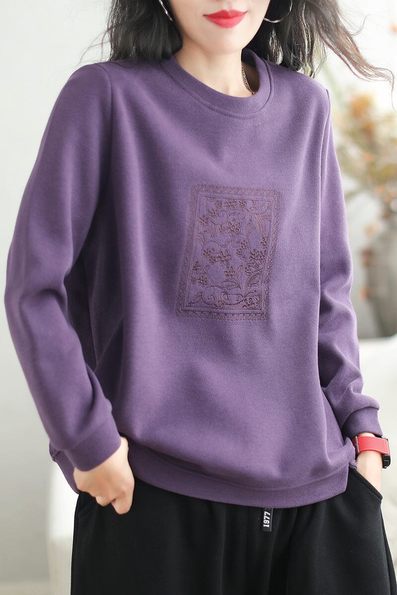 Autumn Cotton Loose Stylish Embroidery Sweater