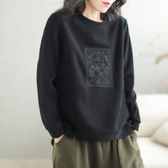 Autumn Cotton Loose Stylish Embroidery Sweater