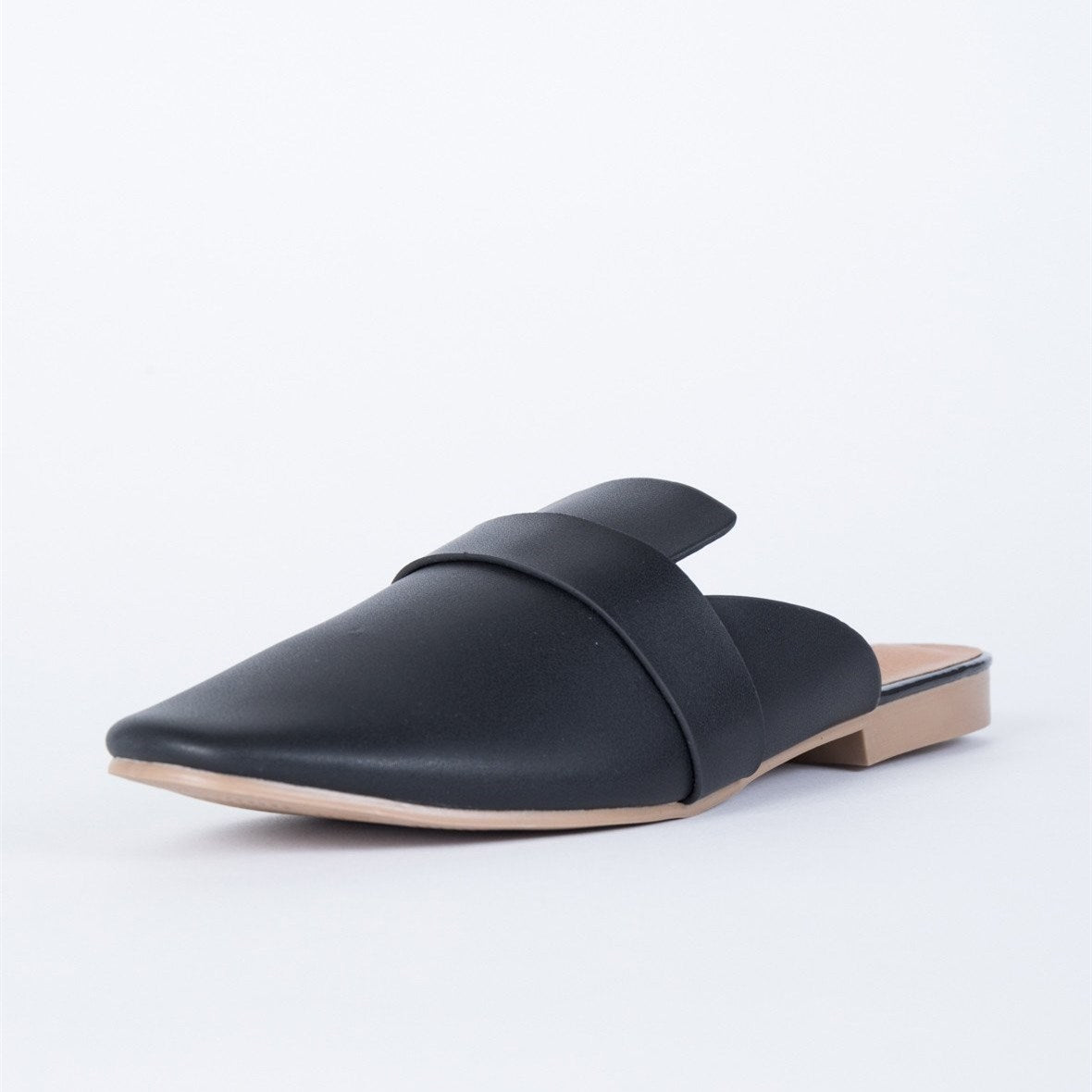 Black Round Toe Loafer Mules Casual Flat Loafers for Women