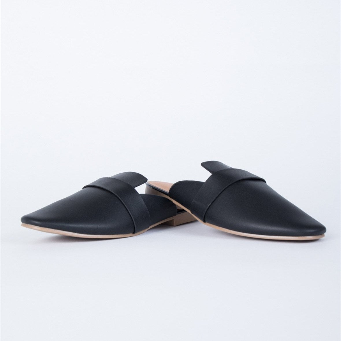 Black Round Toe Loafer Mules Casual Flat Loafers for Women