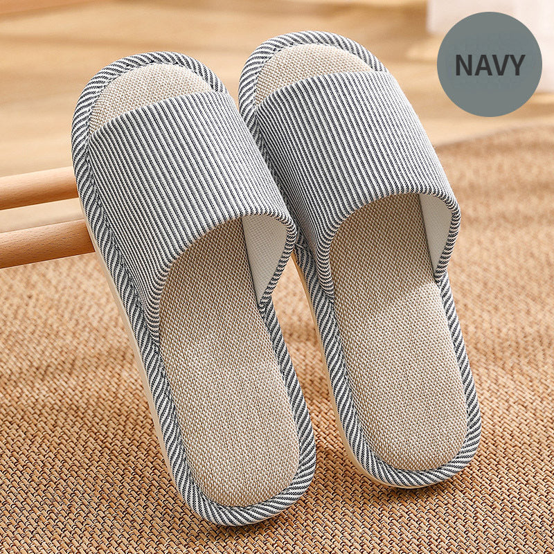 Simple Cotton Linen Thick Bottom Slippers