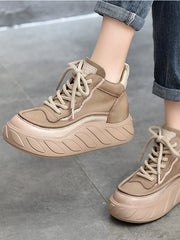 Casual Leather Thick Bottom High Top Shoes