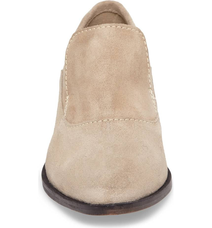 Vegan Suede Khaki Round Toe Loafers for Women