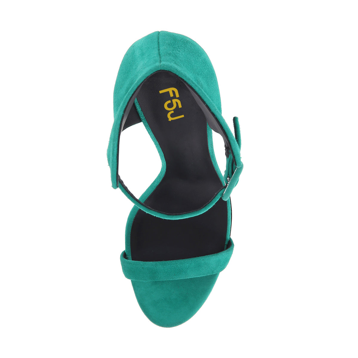 Teal Shoes Vegan Suede Wedge Heel Ankle Strap Sandals by FSJ