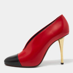 Red and Black Cap Toe Two-tone Vintage Pumps Heels