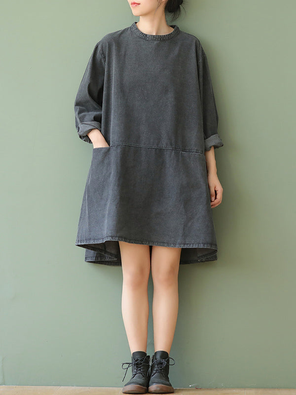 Urban Split-Joint A-Line Long Sleeves Mini Dress