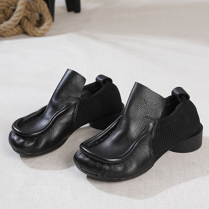 Simple Leather Solid Color Soft Sole Shoes