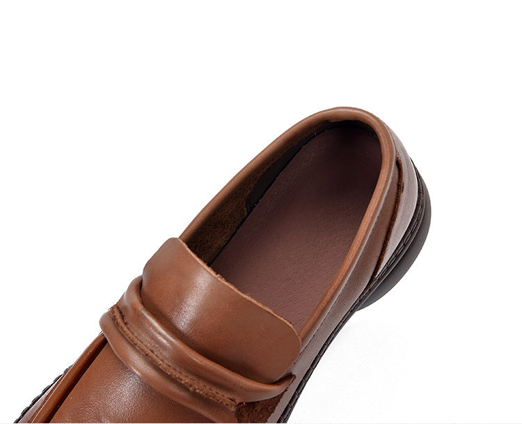 Classic Leather Soft Sole Mid-Heel Shoes