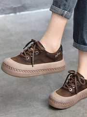 Retro Leather Lace-up Low Top Shoes