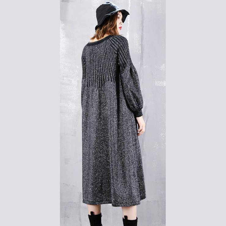 2021 black sweater dress plus size v neck sweater vintage baggy Cinched winter dress