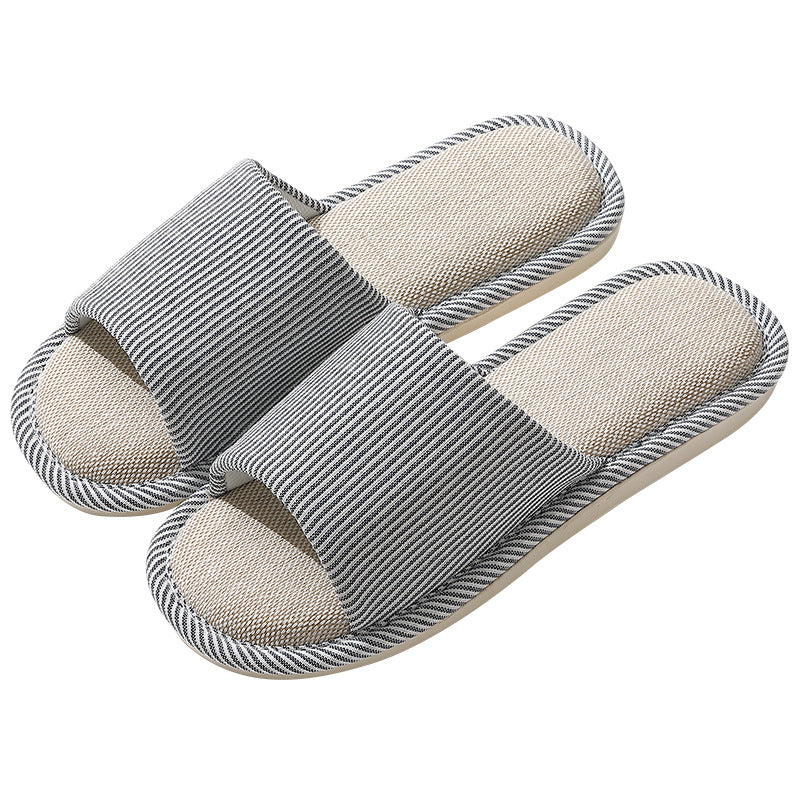 Simple Cotton Linen Thick Bottom Slippers