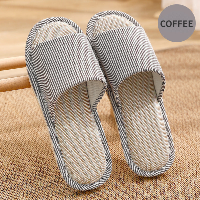 Simple Cotton Linen Thick Bottom Slippers