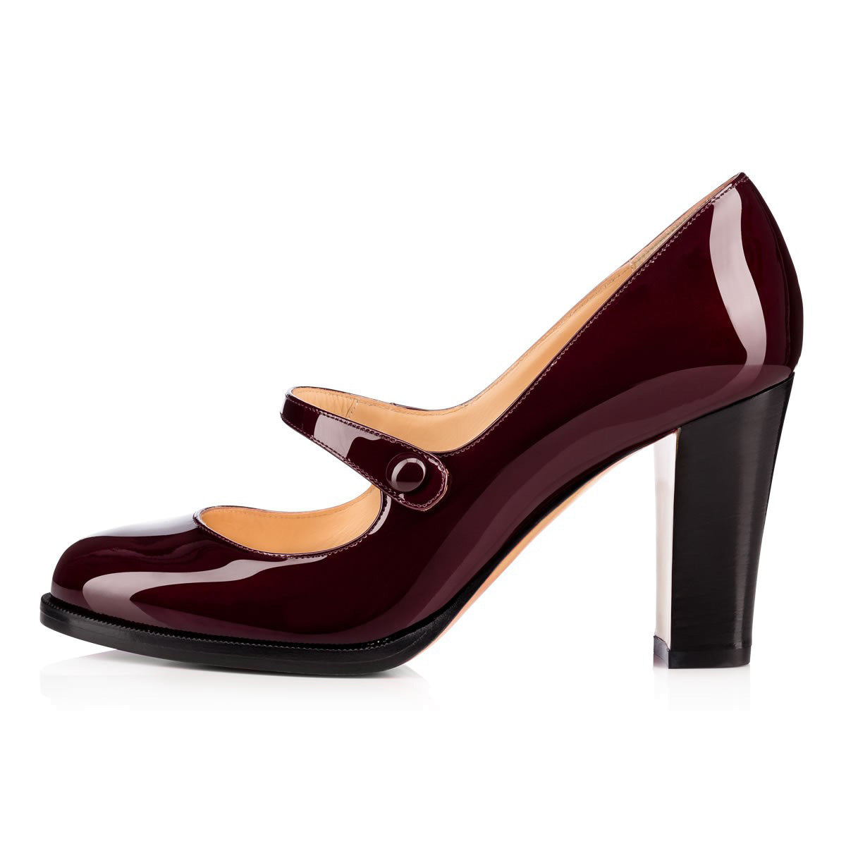 Maroon Mary Jane Pumps Vintage Chunky Heels