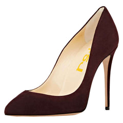 Women's Maroon Pointy Toe Stiletto Heels Pumps Office Shoes