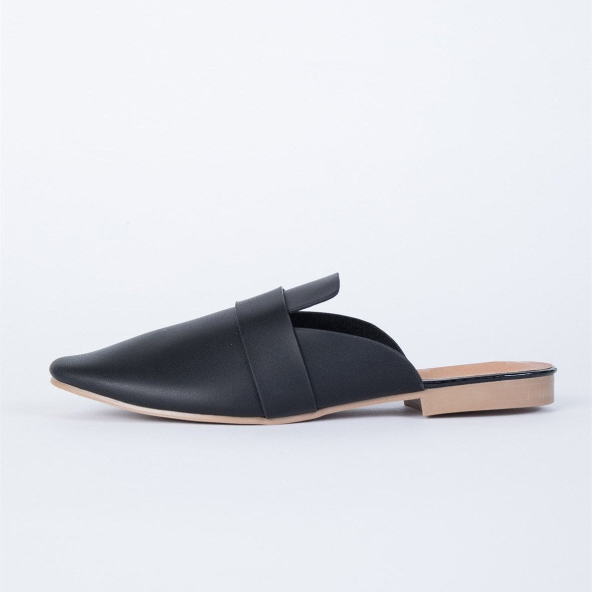 Black Round Toe Loafer Mules Casual Flat Loafers for Women