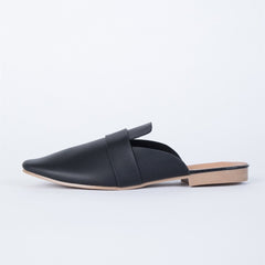 Black Round Toe Loafer Mules Casual Flat Loafers for Women