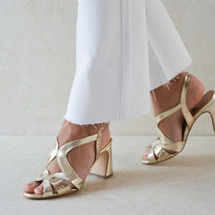 Irregular Hollow Out Sheen Strap Peep-Toe Chunky Heels