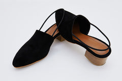 Black Block Heel Slingback Pumps