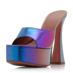 Elegant Peep Toe Gradient Sandal Women's Stiletto Heel Platform Shoes Party Mules