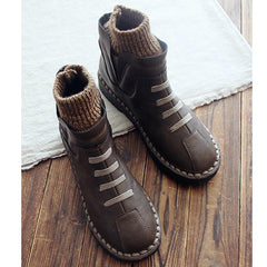 Anti-Horizontal Bottom Handmade Art Short Boots