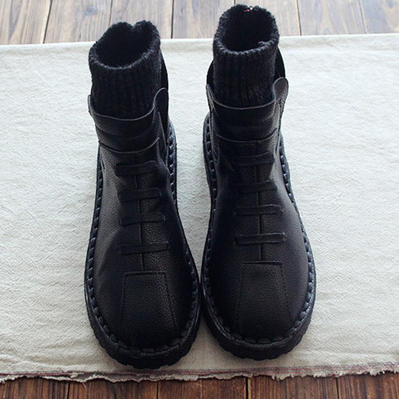 Anti-Horizontal Bottom Handmade Art Short Boots