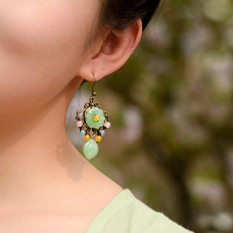 Vintage Coloured Glaze Alloy Earrings