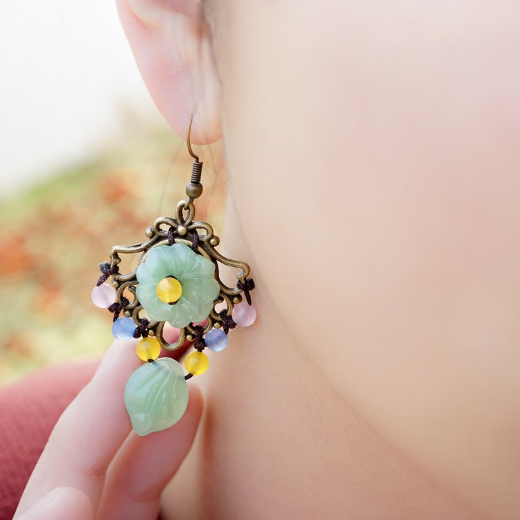 Vintage Coloured Glaze Alloy Earrings