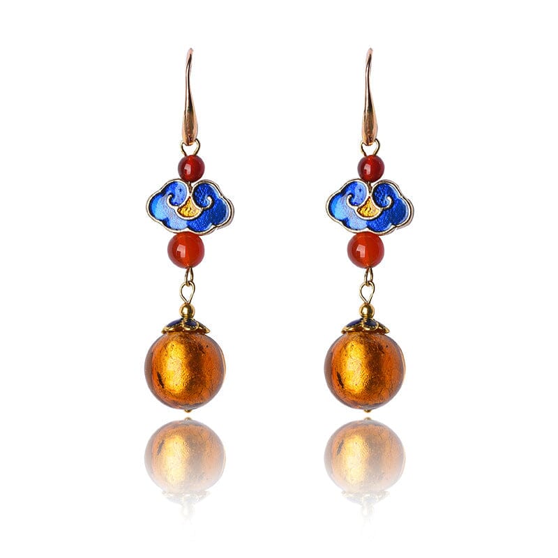 Women Retro Ethnic Agate Casual Earrings