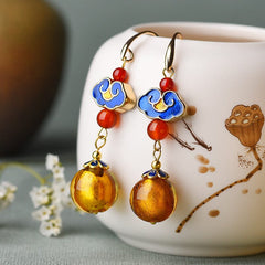 Women Retro Ethnic Agate Casual Earrings