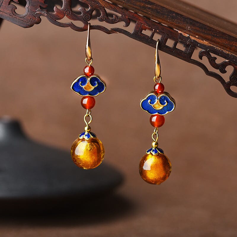 Women Retro Ethnic Agate Casual Earrings