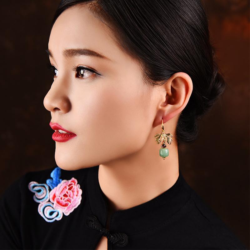 Women Retro Ethnic Gold Plated Earrings