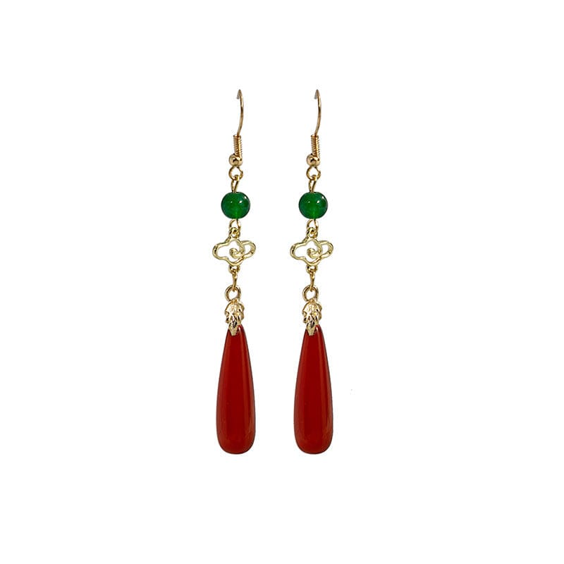 Women Retro Ethnic Jade Earrings