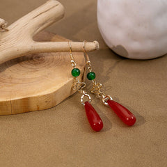 Women Retro Ethnic Jade Earrings