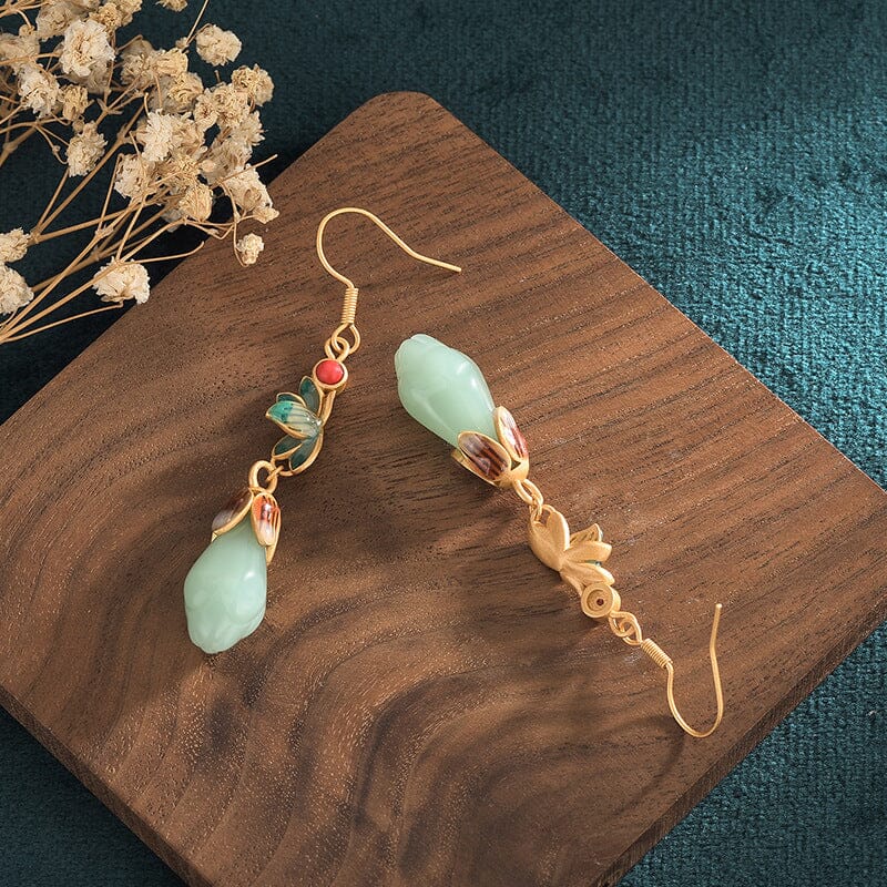 Women Retro Vintage Jade Earrings