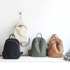 Women Solid Simple Canvas Bag Backpack