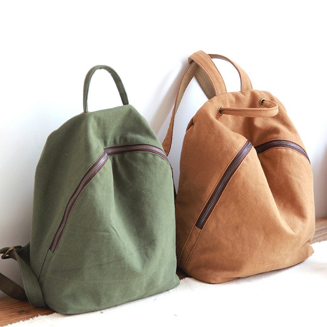 Women Solid Simple Canvas Bag Backpack