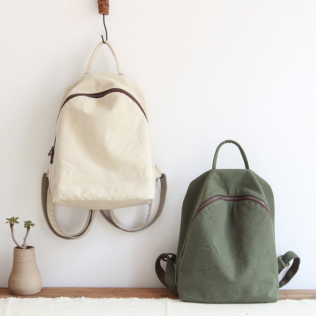 Women Solid Simple Canvas Bag Backpack